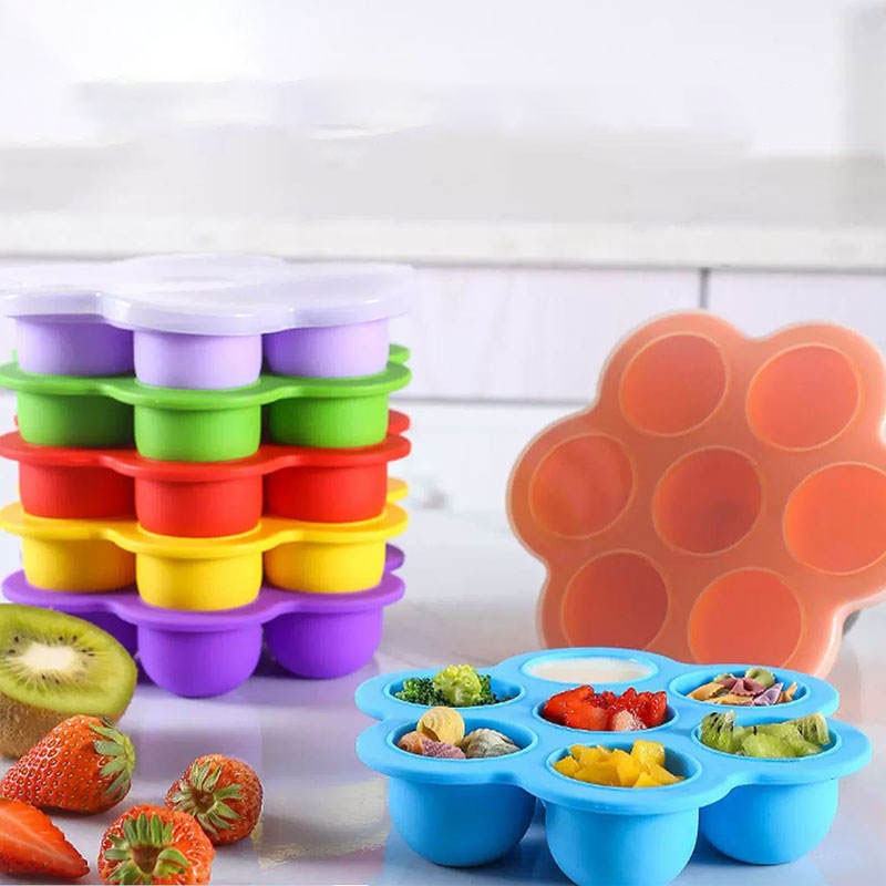 7‑Cavity Silicone Baby Food Storage Container with Lid for Weaning