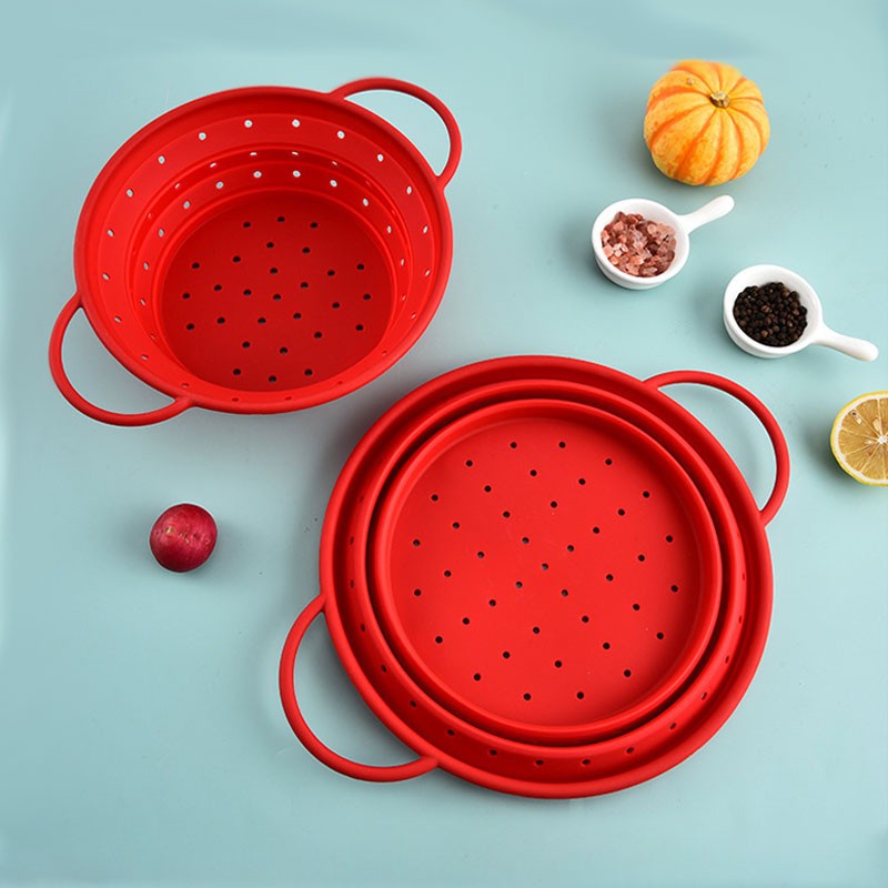 Collapsible Silicone Rapid Cooling Colander For Pasta Fruit Vegetable